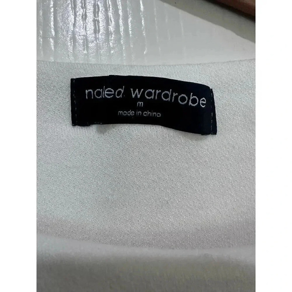 Naked Wardrobe Women's White Long Sleeve Crew neck One Piece Bodysuit Size M - Picture 2 of 4